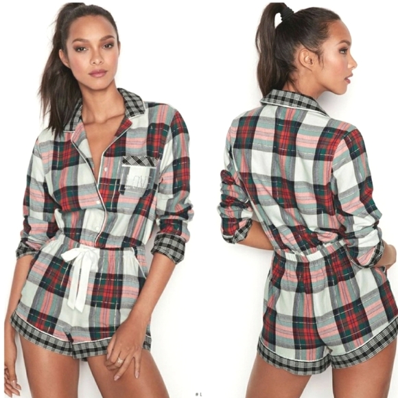 Victoria's Secret Tarten Plaid Like New PJ ❤ Romper - Picture 1 of 15